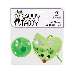 CAT TOYS KITTEN TOYS RATTLING BALL & MOUSE TOY WITH CATNIP 2 PACK SHIPS FROM USA