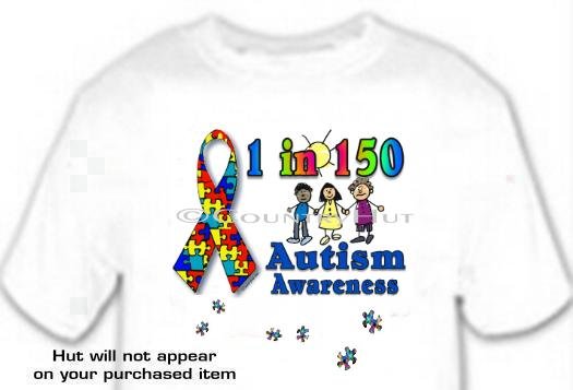T-Shirt, AUTISM AWARENESS, RIBBON, 1 in 150 -- #1 -- (adult 3xlg)