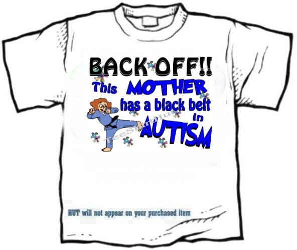 T-shirt, This MOM has a BLACK BELT in AUTISM awareness - (Adult 4xLg - 5xLg)