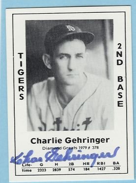 Charlie Gehringer 1979 TCMA Autographed card Tigers