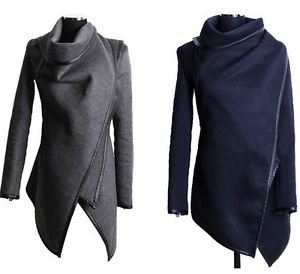 NEW Women's Wool Wrap Coat Jacket, Gray, Navy Blue or Black - Small Medium Large