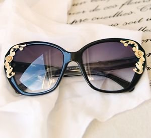 NEW Women's Vintage Oversized Designer Retro Fashion Sunglasses Rose Gold Scroll