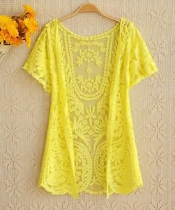 NEW Beautiful Lace Crochet Cardigan, Small, Yellow, Black, Anthropologie, Zara