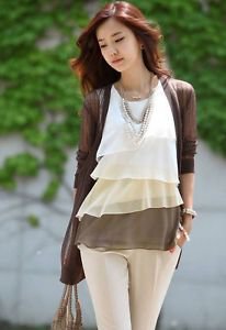 NEW Ladies Chiffon Sleeveless Shirt Career Top Blouse, Medium, i.e Zara Yesstyle
