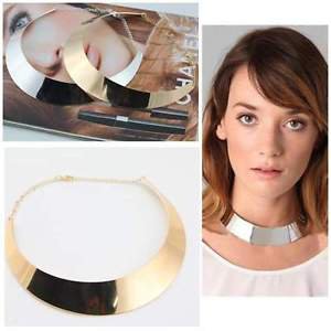 NEW!! High Fashion Collar Bib Statement Wide Choker Bar Necklace in Gold, Silver