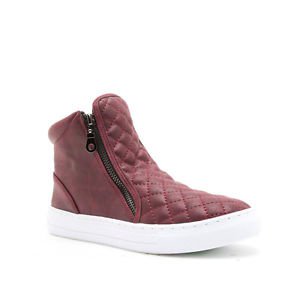 NEW Qupid Reba Quilted Zip-Up Hitops Sneakers in Burgundy 8.5, 8 1/2, H&M, Vans