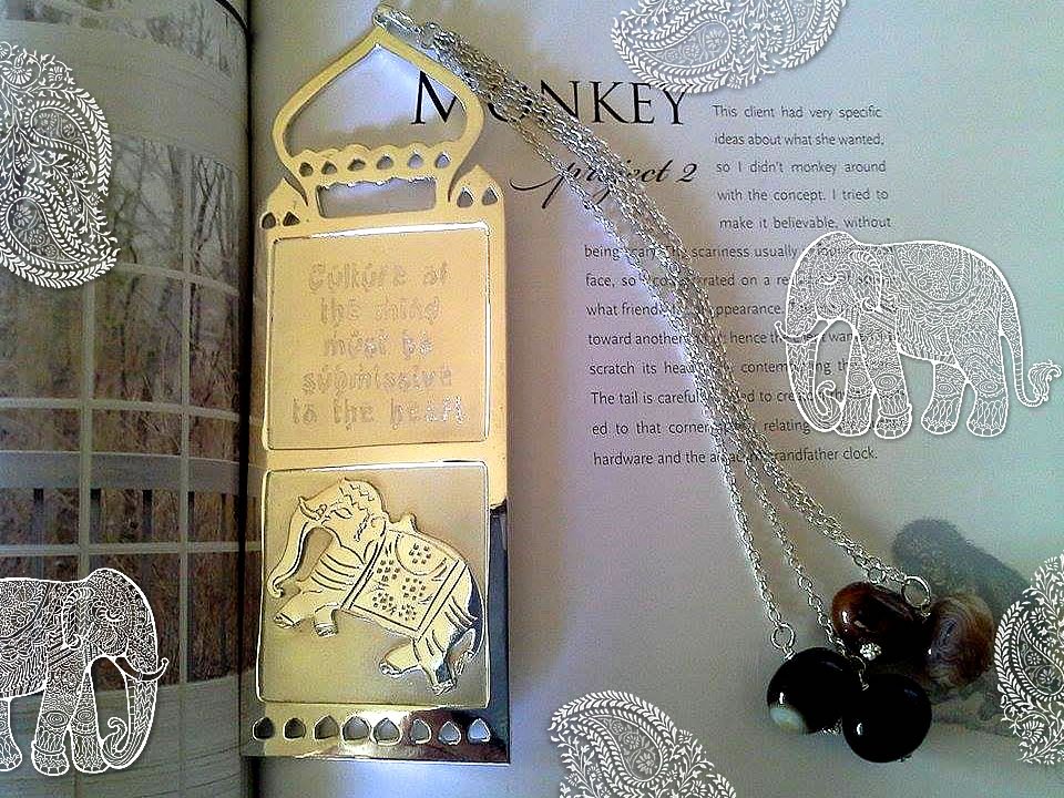 Silver and Nickel plated Bookmark - Indian designed with Gandhi Quote - Handmade
