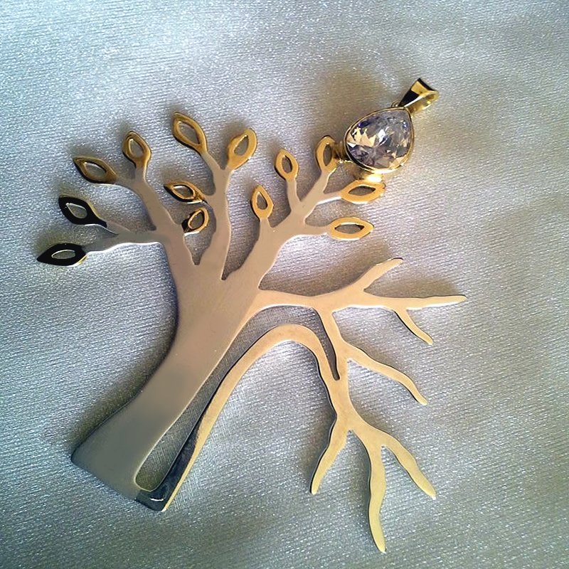 Half Healthy Half weak Tree - Silver Pendent - Hand Made