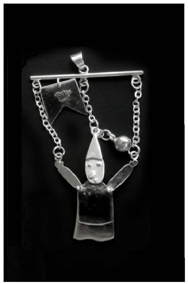 Puppet Marionette Sterling Silver Pendant / Key Chain - Handmade