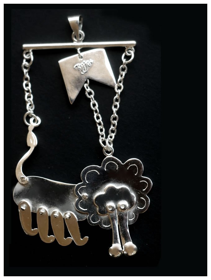 Lion Marionette Sterling Silver Pendant / Key Chain - Handmade