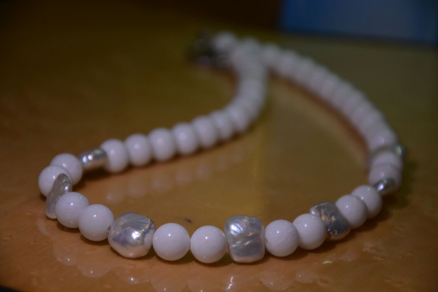 White Jade with Freshwater Pearl Necklace