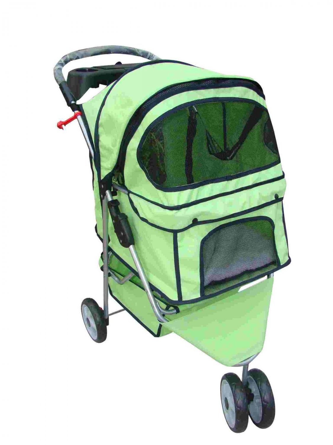 New BestPet Green Extra Wide 3 Wheel Pet Dog Cat Stroller Cage W/Rain Cover