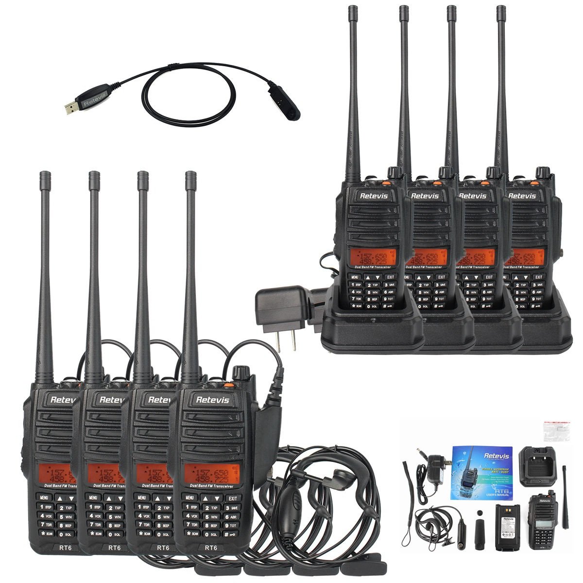 X Ip Waterproof Retevis Rt Way Walkie Talkie Ch Vhf Uhf W