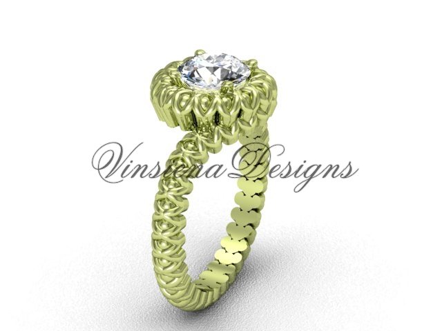 14kt yellow gold engagement ring, "Forever One" Moissanite VD1006