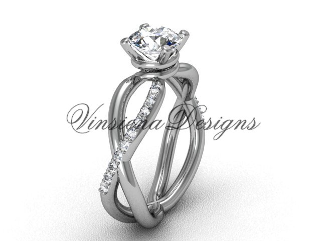 Platinum unique diamond engagement ring VD870