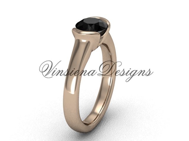 14kt rose gold engagement ring,Black Diamond VD10016