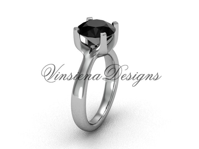 14kt white gold engagement ring,Black Diamond VD10021
