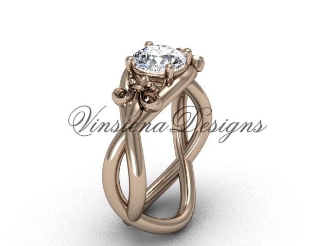 14kt rose gold Fleur de Lis engagement ring VD10024