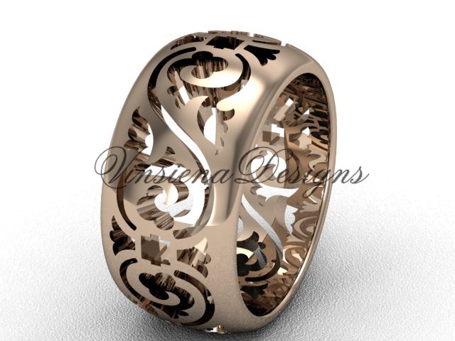 14kt rose gold floral engagement ring,wedding band VD10036G