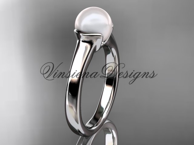 14kt white gold pearl engagement ring VP10016