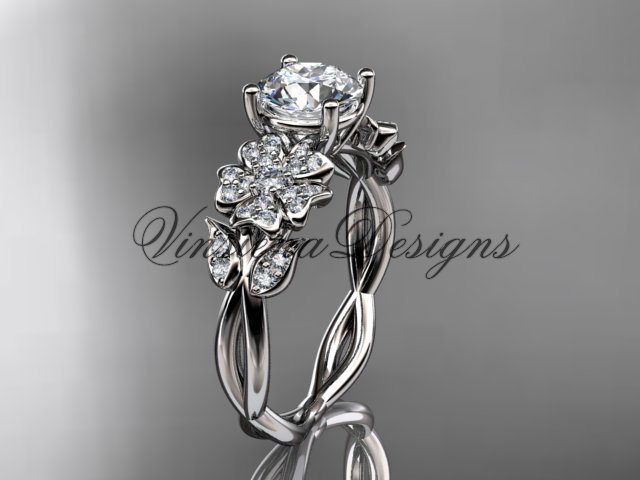 14kt white gold diamond Cherry Blossom flower, Sakura engagement ring VD10043