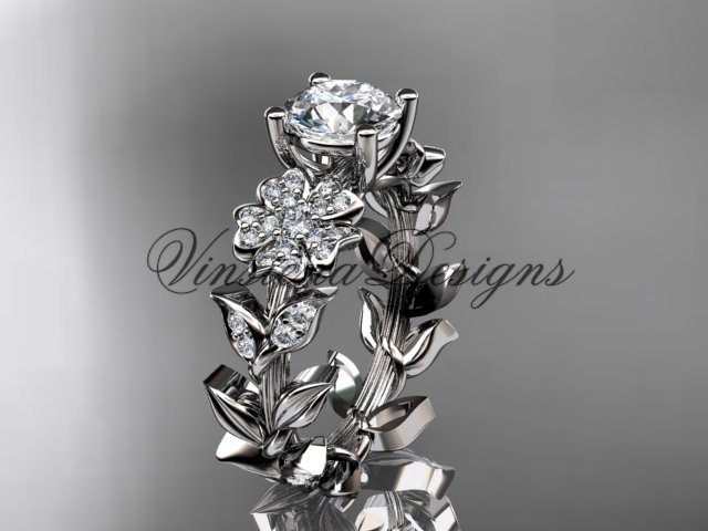 14kt white gold diamond Cherry Blossom flower, Sakura engagement ring VD8215