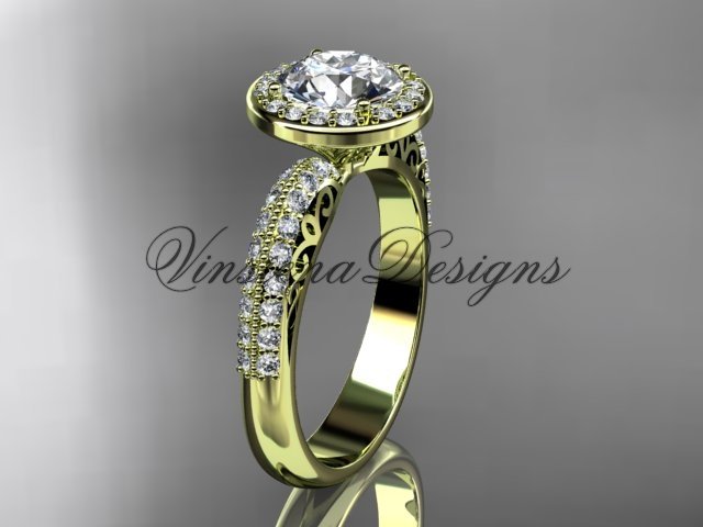 14kt yellow gold diamond Fleur de Lis engagement ring VD10057