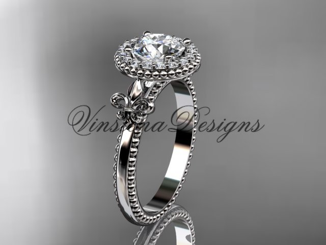 Platinum diamond Fleur de Lis engagement ring VD10063