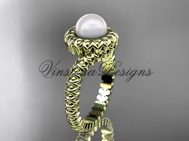 14kt yellow gold diamond, pearl engagement ring VP1006