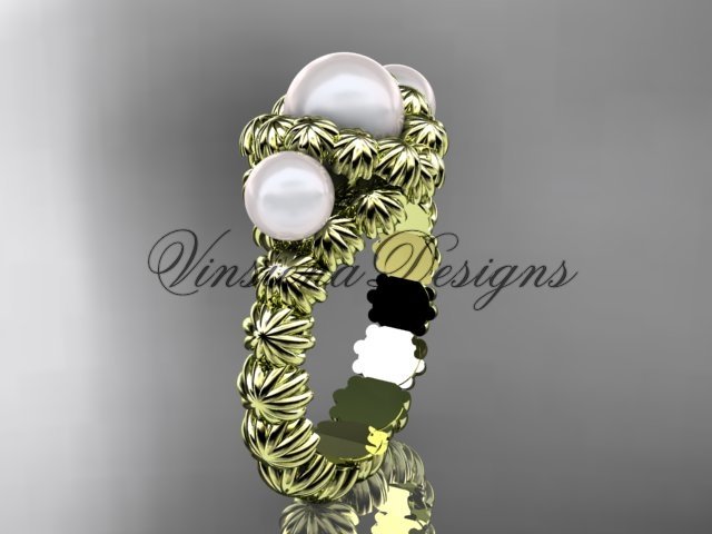 14kt yellow gold diamond, pearl engagement ring VP1007