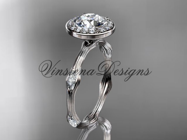 platinum leaf and vine engagement ring VD10075