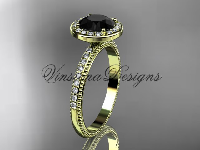 14kt yellow gold engagement ring Black Diamond VD10077