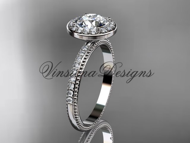 Platinum vine engagement ring VD10077