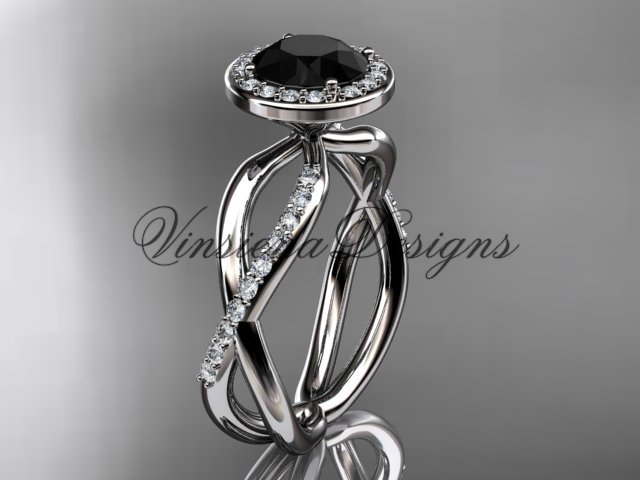 14kt white gold diamond engagement ring, Black Diamond VD10079