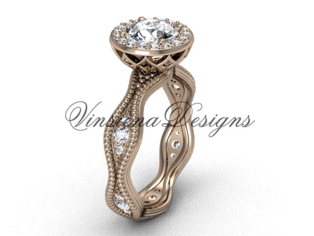 14kt rose gold diamond engagement ring VF301003