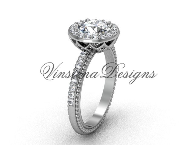 platinum diamond engagement ring, "Forever One" Moissanite VF301005