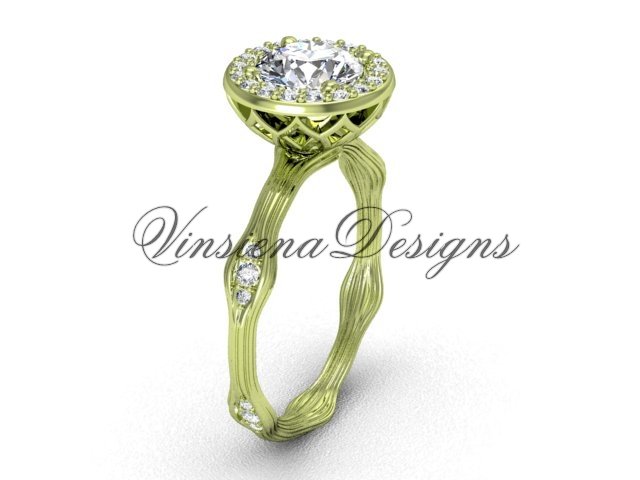 14k yellow gold diamond engagement ring, "Forever One" Moissanite VF301011