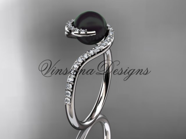 14kt white gold diamond, pearl engagement ring VBP8199