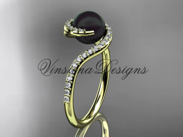 14kt yellow gold diamond, pearl engagement ring VBP8199