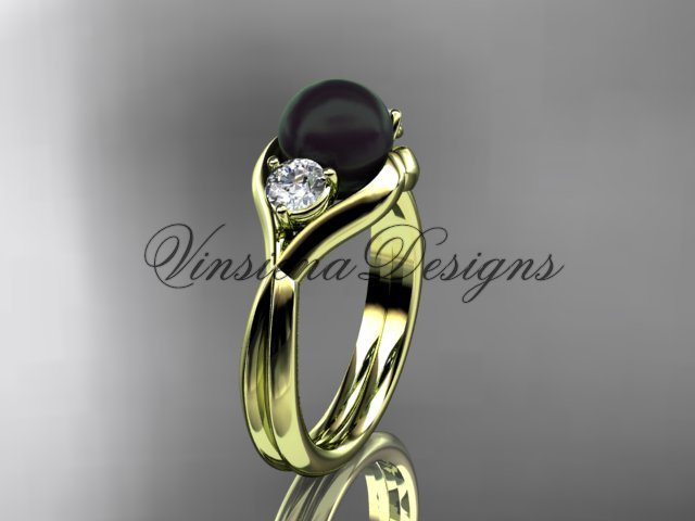 14kt yellow gold Unique pearl engagement ring VBP8220