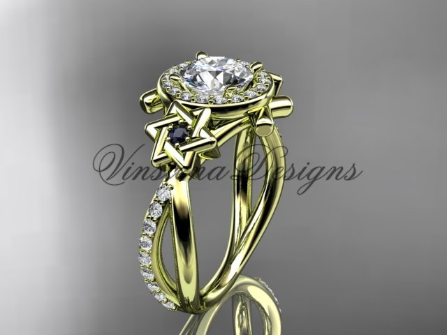 14kt yellow gold diamond, Star of David ring, jewish ring, engagement ring VH10012
