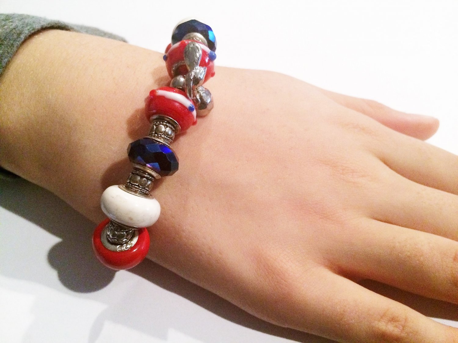 Patriotic Bald Eagle European Charm Bracelet