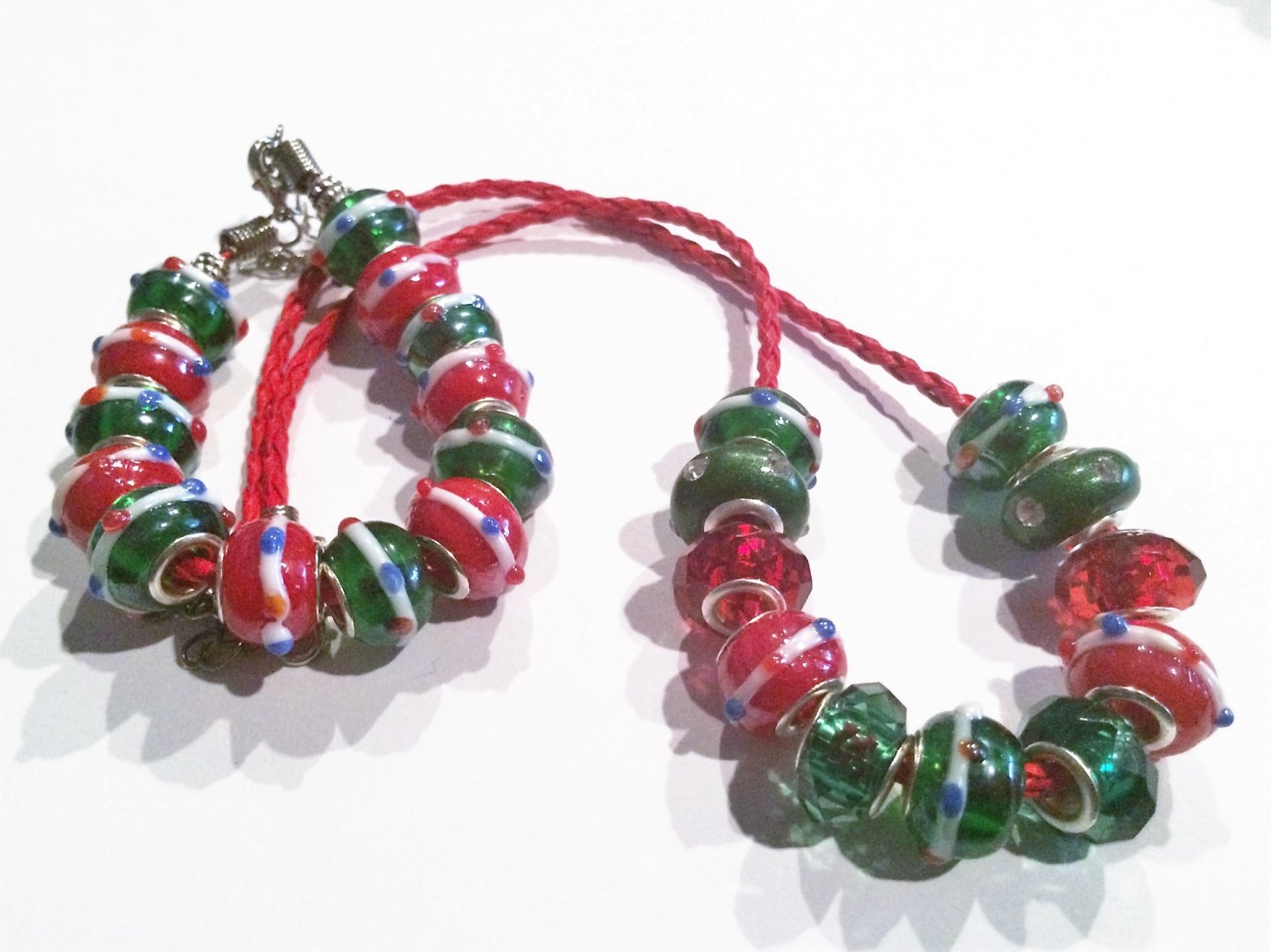 Christmas European Charm Bracelet and Necklace Set