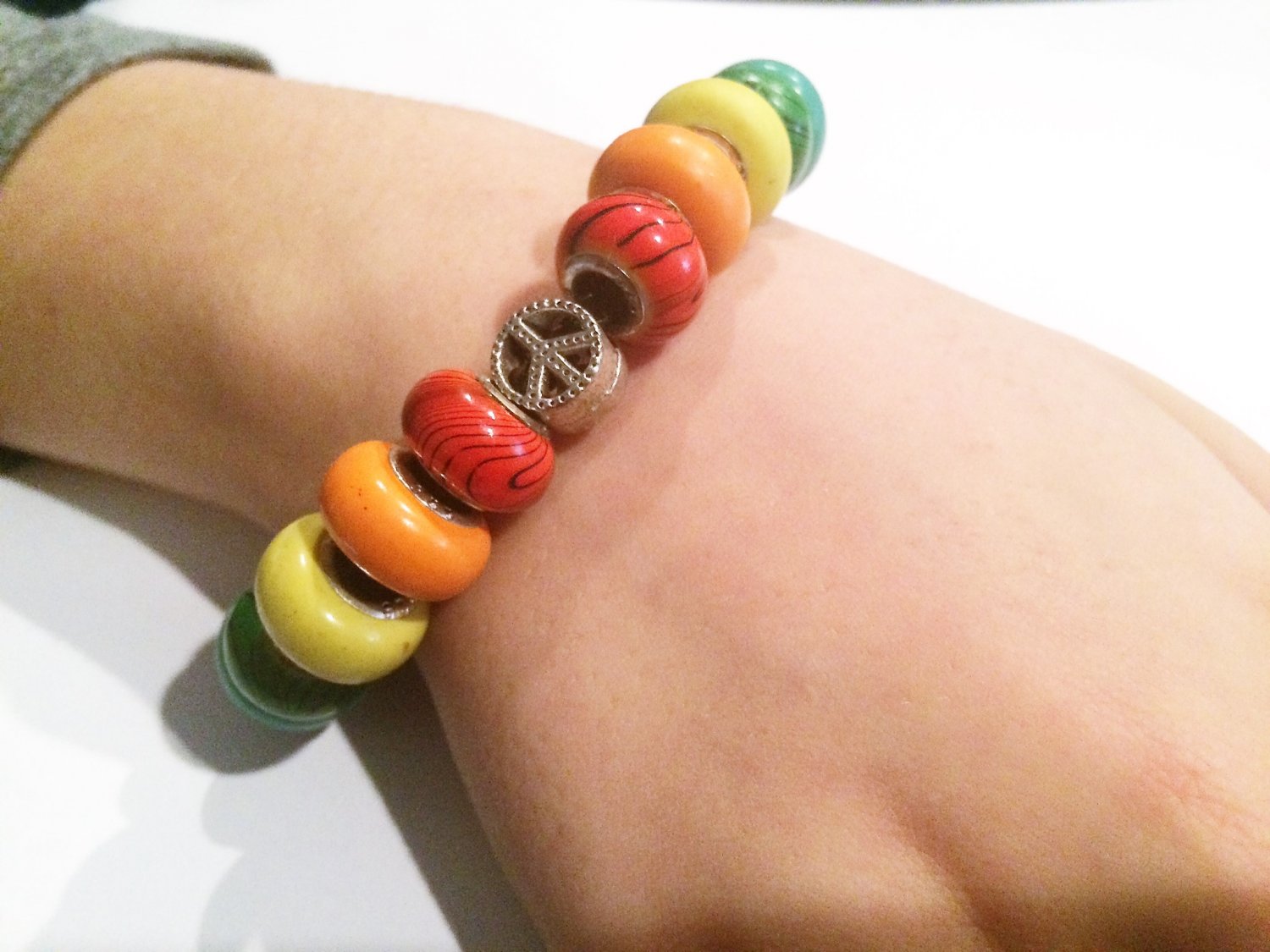 Rainbow Peace European Bead Bracelet