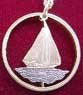 Bahama Islands Sailboat Pendant Necklace - Cut Coin Jewelry