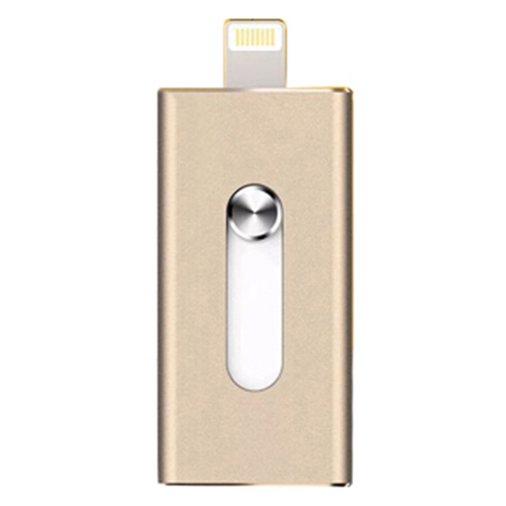 Kylin Express 16GB Double Plug Iphone/Ipad/PC USB Flash Drive Dual-Purpose Memory Stick Golden