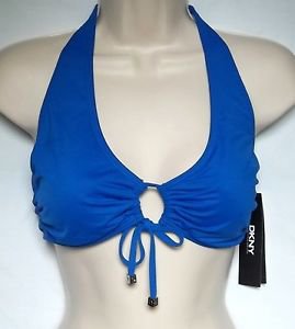 DKNY CERULEAN DRAPED HALTER TOP,SIZE MEDIUM,MSRP $64