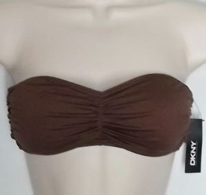 DKNY COGNAC DRAPED BANDEAU BRA,SIZE SMALL
