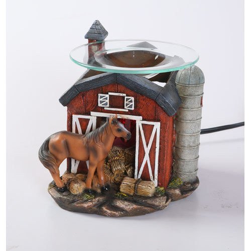 Red Barn Horse Burner Wax Tart Oil Candle Warmer Electric Polyresin