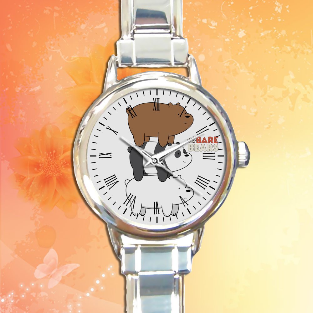cute We Bare Bears cartoon Food round charm watches stainless steel